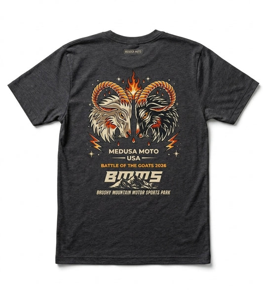 LIMITED RELEASE: Battle of the Goats X Medusa Moto T-Shirt